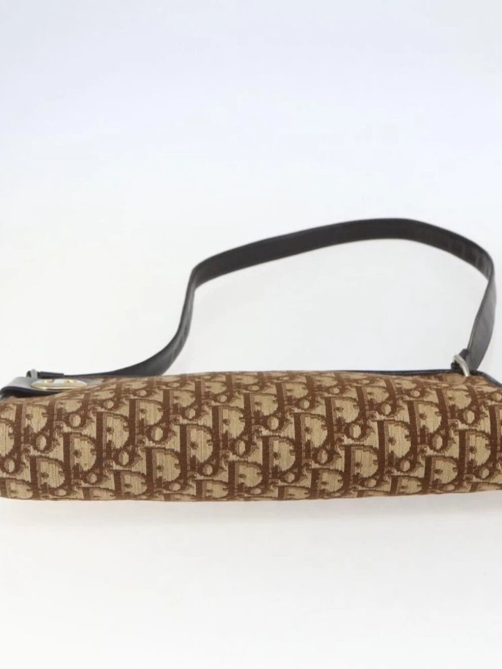 Christian Dior Trotter Canvas Shoulder Bag Beige Gold Auth - Picture 7 of 16